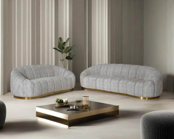 Wooden Twist Collin Modern Oval Shape Sofa Set
